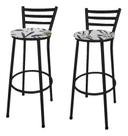 Kit 2 Banco Banqueta Alta Encosto Chapa Preta Aço Bar Balcão Gourmet Assento Estofado