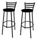 Kit 2 Banco Banqueta Alta Encosto Chapa Preta Aço Bar Balcão Gourmet Assento Estofado Kit 2 Banco Banqueta Alta Encosto Chapa Preta Aço Bar Balcão Gourmet Assento Estofado