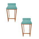 Kit 2 Banco Banqueta Cadeira Grécia Base Metal Bronze Veludo