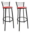 Kit 2 Banco Banqueta Preta Alta Para Balcão Gourmet Bar Assento Vermelho