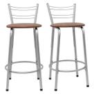 Kit 2 Banco Para Balcão Ilha Bistrô Banqueta 60cm Flórida Prata Bar Cozinha Área Gourmet Churrasqueira Edicula