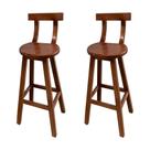 Kit 2 Bancos Altos Bistrô de Madeira com Encosto Girafa Ideal para Bar e Restaurante Imbuia