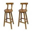 Kit 2 Bancos Altos Bistrô de Madeira com Encosto Girafa Ideal para Bar e Restaurante Natural