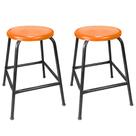 Kit 2 Bancos Baixo 45cm de Metal Banqueta Empilhavel Para Bar Cozinha Lanchonete - Laranja