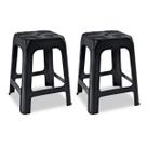 Kit 2 Bancos Plastico Banqueta Banquinho Resistente 110kg Preto Churrasco Bar Manicure