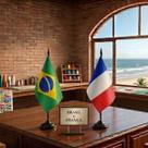 Kit 2 Bandeirinhas De Mesa Brasil E França