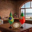 Kit 2 Bandeirinhas De Mesa Brasil e Portugal