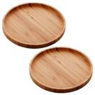 Kit 2 Bandeja de Bambu Redonda 20cm Decorativa Cantinho Café Mesa Posta Organizar Servir Petiscos Queijo Churrasco Lyor