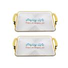 Kit 2 Bandeja Decorativa 30cm Acrílica Canelado Alças Bebida Multiuso Sala Mesa Cozinha Escritório