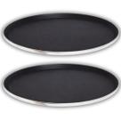 Kit 2 Bandeja Redonda Antiderrapante de Plástico Borda Aço Inox Bar Restaurante Garçom 40cm UnyHome