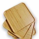 kit 2 Bandejas Bambu Prato Tábua Quadrada Petisqueira 30cm