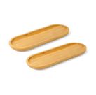 Kit 2 Bandejas De Bambu Resistente Aperitivos Frios Queijo