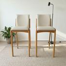 Kit 2 Banqueta Aura Alta Madeira Maciça E material sintético Branco Design Moderno Conforto Com Apoio Para Pés Mobília Decor