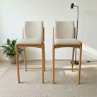 Kit 2 Banqueta Aura Alta Madeira Maciça E material sintético Branco Design Moderno Conforto Com Apoio Para Pés Mobília Decor