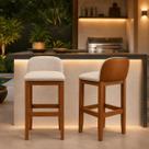 Kit 2 Banqueta Baixa Ilha Cozinha Area Gourmet Blacao Pés em Madeira Maciça