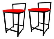 Kit 2 Banqueta Baixa Quadrada Industrial Cozinha Balcão Bar