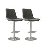 Kit 2 Banqueta Bar Concha Ajustável em material ecológico Design Moderno Base Cromada Cinza Kit 2 Banqueta Bar Concha Ajustável em material ecológico Design Moderno Base Cromada Cinza