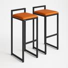 Kit 2 Banqueta Cozinha Balcão Alta material sintético Bistro Bar Moderno Cor:Preto Kit 2 Banqueta Cozinha Balcão Alta material sintético Bistro Bar Moderno Cor:Preto