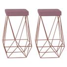 Kit 2 Banqueta Decorativa Kathy Base Bronze Veludo Rosê G41 - Gran Belo