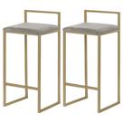 Kit 2 Banqueta Decorativa Selena Base Gold Veludo Cinza G41 - Gran Belo