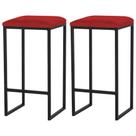 Kit 2 Banqueta Donna Preta Veludo Vermelho- Straso Móveis