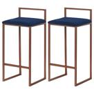 Kit 2 Banqueta Lavinia bronze Veludo Azul Marinho- Straso Móveis Kit 2 Banqueta Lavinia bronze Veludo Azul Marinho- Straso Móveis