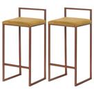 Kit 2 Banqueta Lavinia bronze Veludo Mostarda- Straso Móveis