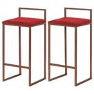 Kit 2 Banqueta Lavinia bronze Veludo Vermelho- Straso Móveis