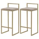 Kit 2 Banqueta Pietra Dourada Veludo Bege - Straso Móveis