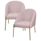 Kit 2 Banqueta Poltrona Lua Pé Metal Bouclê Ideal Para Sala Penteadeira Ou Salão