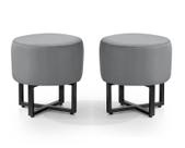 Kit 2 Banqueta Redonda Tecido Veludo Cinza Com Pes de Ferro Estilo Industrial Preto Kit 2 Banqueta Redonda Tecido Veludo Cinza Com Pes de Ferro Estilo Industrial Preto