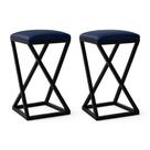 Kit 2 Banqueta Z 80 Cm Alta Bistrô Bancada Cozinha Moderno material sintético Azul Marinho
