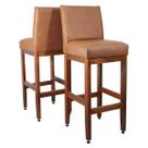 Kit 2 Banquetas Alta 75cm Elegância em Madeira Maciça Tecido Sintético Conforto para Bancadas Gourmet Cozinhas Americanas Ilha Dallas