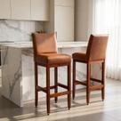 Kit 2 Banquetas Alta 75cm Elegância em Madeira Maciça Tecido Sintético Conforto para Bancadas Gourmet Cozinhas Americanas Ilha Dallas Kit 2 Banquetas Alta 75cm Elegância em Madeira Maciça Tecido Sintético Conforto para Bancadas Gourmet Cozinhas Americanas Ilha Dallas