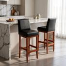 Kit 2 Banquetas Alta 75cm Elegância em Madeira Maciça Tecido Sintético Conforto para Bancadas Gourmet Cozinhas Americanas Ilha Dallas