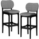 Kit 2 Banquetas Alta Bar Cozinha Sala Jantar Fixa Betta L02 Preto Linho Cinza Escuro - Lyam Decor