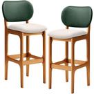 Kit 2 Banquetas Alta Betta Imbuia Facto Verde Linho Cru Kit 2 Banquetas Alta Betta Imbuia Facto Verde Linho Cru