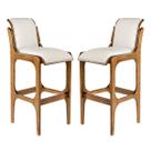 Kit 2 Banquetas Alta com Encosto 37 x 101 Cm Barcelona Madeira Imbuia Linho Bege Cru L71 - RMI