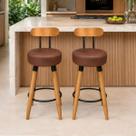 Kit 2 Banquetas Alta Com Encosto Ergonômica Para Cozinha Pés Madeira