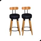 Kit 2 Banquetas Alta Com Encosto Ergonômica Para Cozinha Pés Madeira