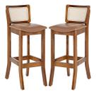 Kit 2 Banquetas Alta com Encosto Rattan Portugal Estofada Impermeável Caramelo L85 RMI