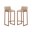 Kit 2 Banquetas Alta Dani Reforçada Decorativa Balcão Bancada Cozinha Bar Área Gourmet Base Bronze material sintético