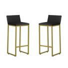 Kit 2 Banquetas Alta Dani Reforçada Decorativa Balcão Bancada Cozinha Bar Base Dourada material sintético