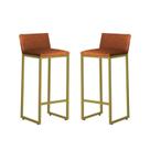 Kit 2 Banquetas Alta Dani Reforçada Decorativa Balcão Bancada Cozinha Bar Base Dourada material sintético