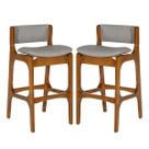 Kit 2 Banquetas Alta Ella em Madeira Estofada Facto Cinza Claro L96 RMI Kit 2 Banquetas Alta Ella em Madeira Estofada Facto Cinza Claro L96 RMI