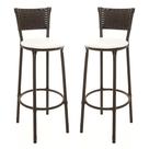 KIT 2 Banquetas Alta Encapada Junco CAFÉ Area de Lazer Cozinha Bancada Balcão