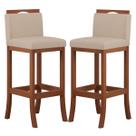 Kit 2 Banquetas Alta Encosto Estofado 38x102 Cm Turim Madeira Maciça Pinhão Suede Bege CCS Kit 2 Banquetas Alta Encosto Estofado 38x102 Cm Turim Madeira Maciça Pinhão Suede Bege CCS