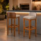 Kit 2 Banquetas Alta Estofada Com Encosto Onix Pés Madeira