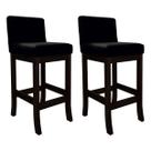 Kit 2 Banquetas Alta Estofada para Bancada em Madeira Capuccino Melody Suede Preto