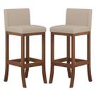 Kit 2 Banquetas Alta Estofada para Bancada Gourmet 38x100 Cm Espanha Madeira Castanho Suede CCS Kit 2 Banquetas Alta Estofada para Bancada Gourmet 38x100 Cm Espanha Madeira Castanho Suede CCS